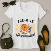 Pre K Is Spooktacular Halloween Pumpkin Spooky Women's V-Neck T-Shirt