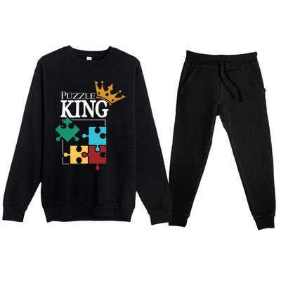 Puzzle King Jigsaw Puzzle Lover Puzzle Pieces Gift Premium Crewneck Sweatsuit Set