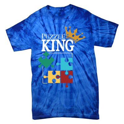 Puzzle King Jigsaw Puzzle Lover Puzzle Pieces Gift Tie-Dye T-Shirt