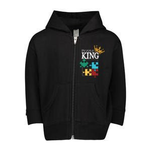 Puzzle King Jigsaw Puzzle Lover Puzzle Pieces Cute Gift Toddler Zip Fleece Hoodie