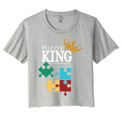 Puzzle King Jigsaw Puzzle Lover Puzzle Pieces Cute Gift Women's Crop Top Tee