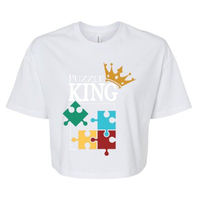 Puzzle King Jigsaw Puzzle Lover Puzzle Pieces Cute Gift Bella+Canvas Jersey Crop Tee