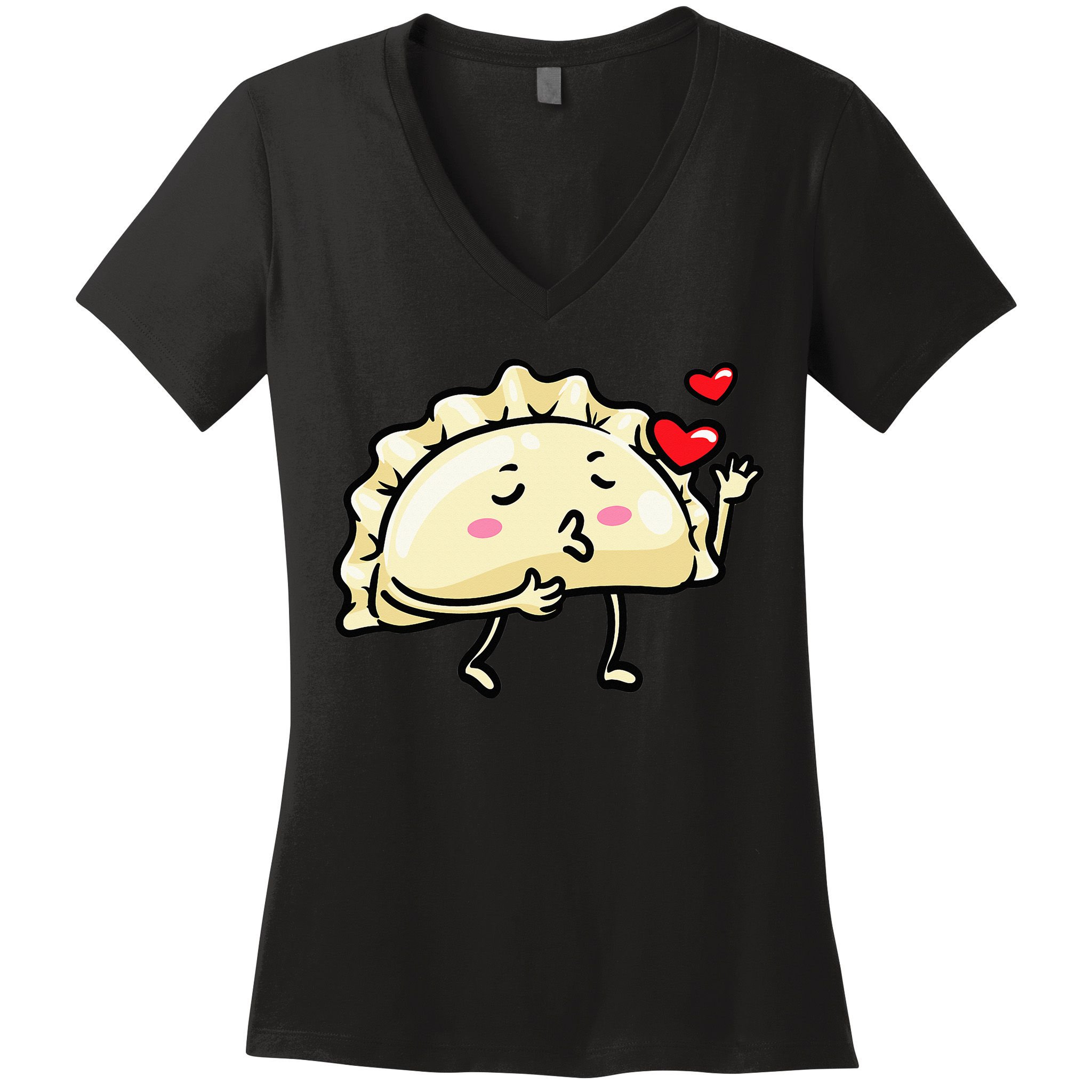 Pierogi Kawaii Kisses Emoticon Polish Food Dyngus Day Women's V-Neck T-Shirt