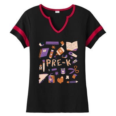 Pre K Kindergarten Back To School Ladies Halftime Notch Neck Tee