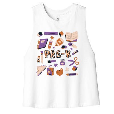 Pre K Kindergarten Back To School Women's Racerback Cropped Tank