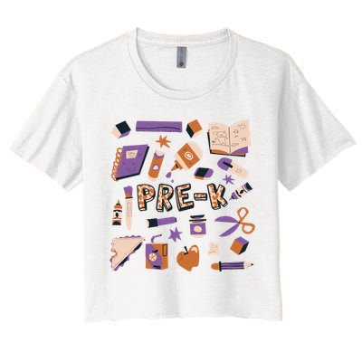 Pre K Kindergarten Back To School Women's Crop Top Tee