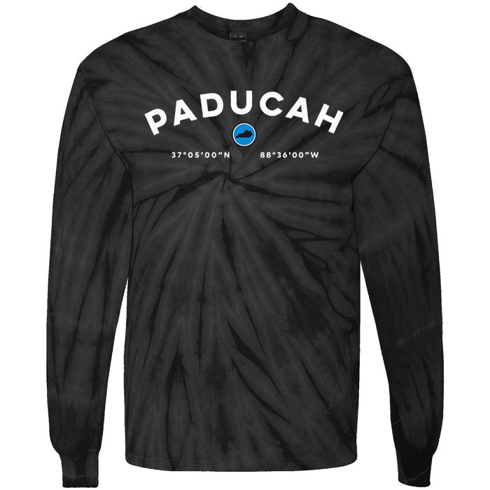 Paducah Kentucky Ky Graphic Map Tie-Dye Long Sleeve Shirt