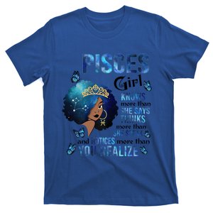 Pisces Knows More Than She Says Black Queen Magic Afro Gift T-Shirt