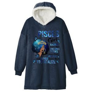 Pisces Knows More Than She Says Black Queen Magic Afro Gift Hooded Wearable Blanket