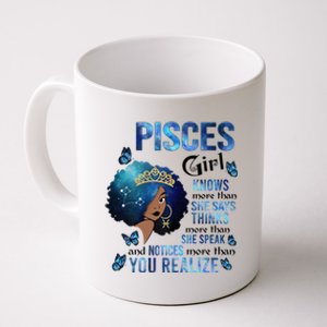 Pisces Knows More Than She Says Black Queen Magic Afro Gift Coffee Mug