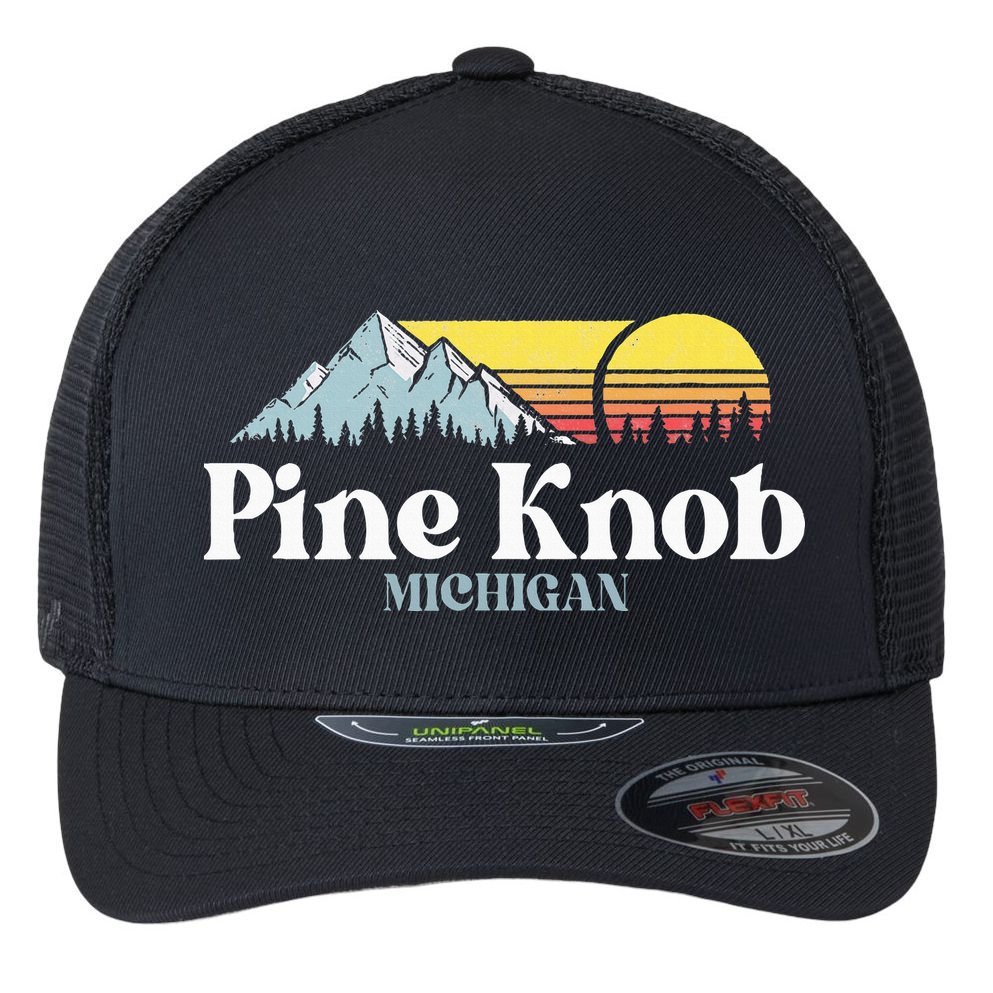 Pine Knob Michigan Ski Snowboarding Vacations Hiking Trails Flexfit Unipanel Trucker Cap