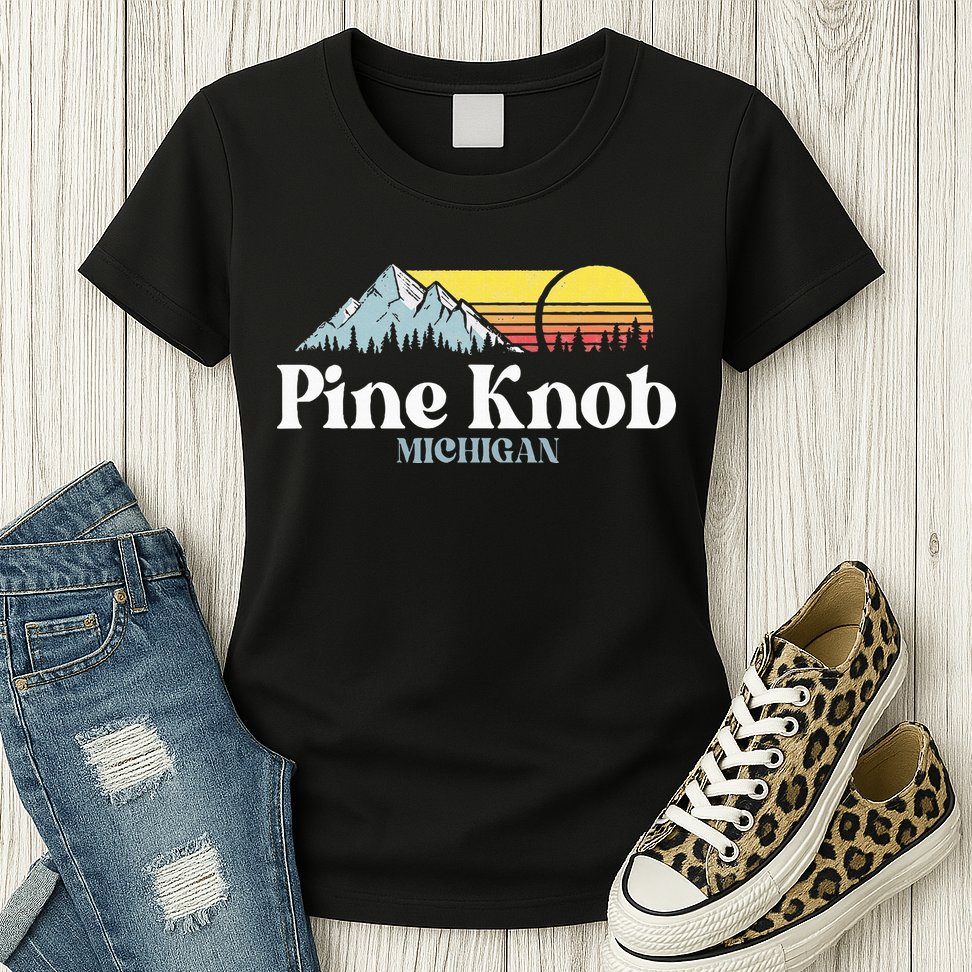 Pine Knob Michigan Ski Snowboarding Vacations Hiking Trails Womens T-Shirt