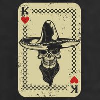 Poker King Mexico Sugar Skull Calavera Cards Player Cowboy 7 Panel Mesh Trucker Snapback Hat