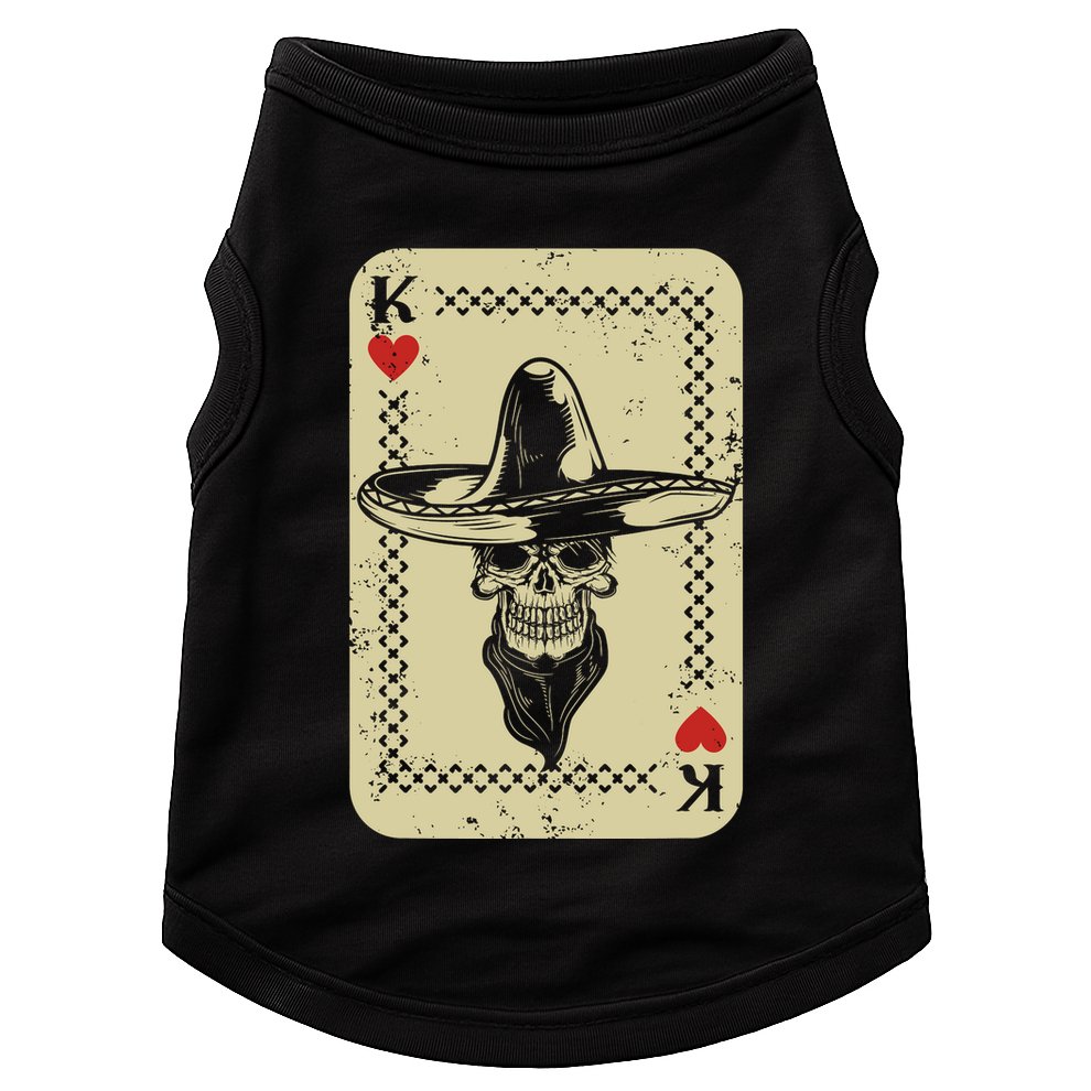 Poker King Mexico Sugar Skull Calavera Cards Player Cowboy Doggie Tank