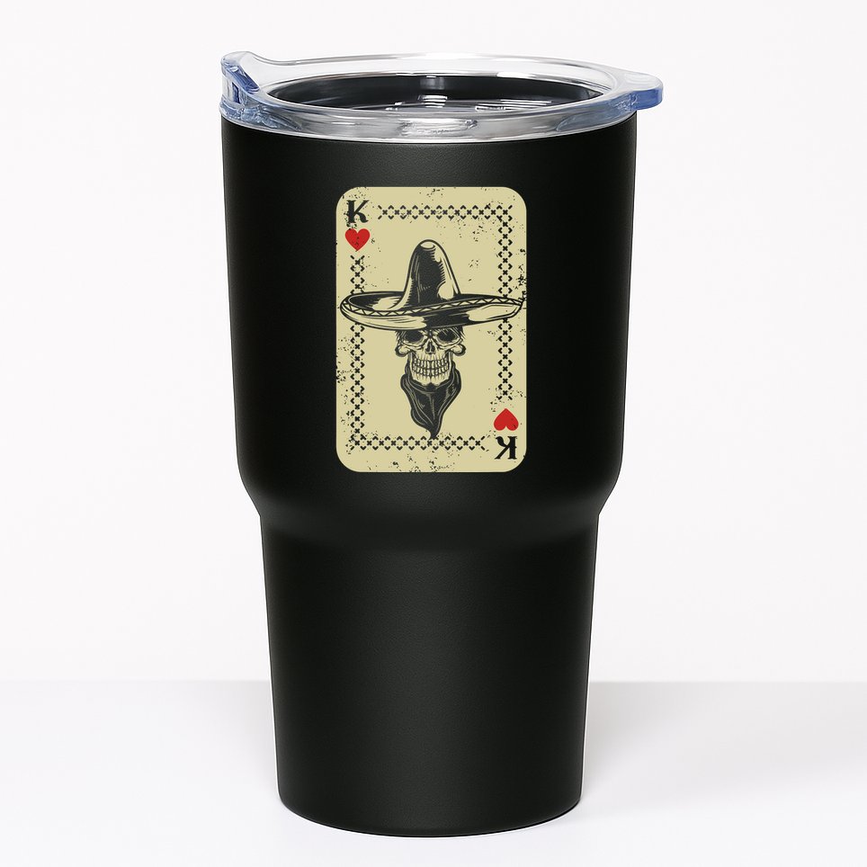Poker King Mexico Sugar Skull Calavera Cards Player Cowboy Tumbler