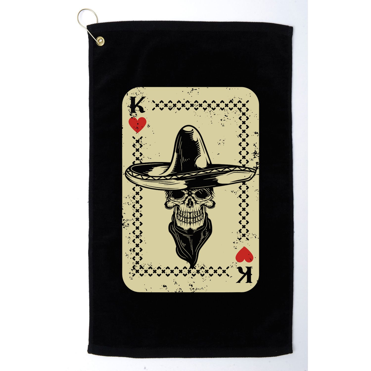 Poker King Mexico Sugar Skull Calavera Cards Player Cowboy Golf Towel