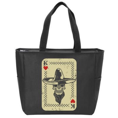 Poker King Mexico Sugar Skull Calavera Cards Player Cowboy Zip Tote Bag