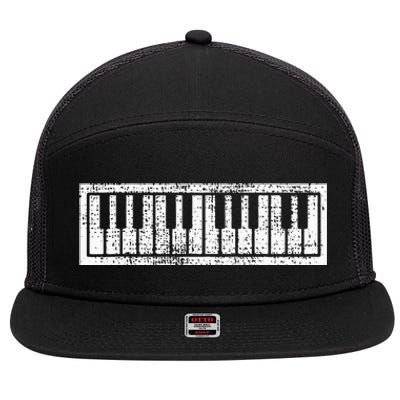 Piano Keyboard Musical Musician Pianist Gift 7 Panel Mesh Trucker Snapback Hat