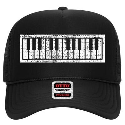 Piano Keyboard Musical Musician Pianist Gift High Crown Mesh Back Trucker Hat