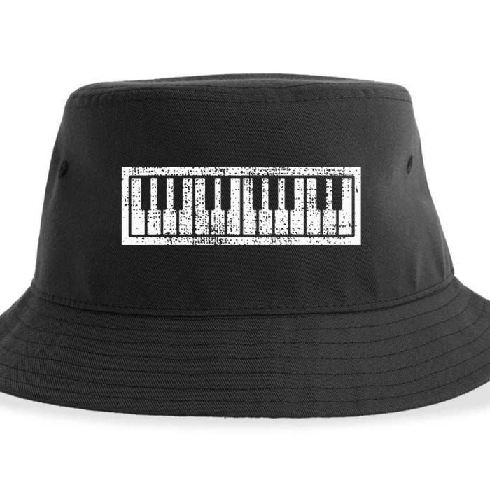 Piano Keyboard Musical Musician Pianist Gift Sustainable Bucket Hat