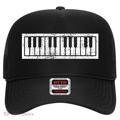 Piano Keyboard Musical Musician Pianist Gift High Crown Mesh Back Trucker Hat