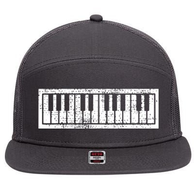 Piano Keyboard Musical Musician Pianist Gift 7 Panel Mesh Trucker Snapback Hat