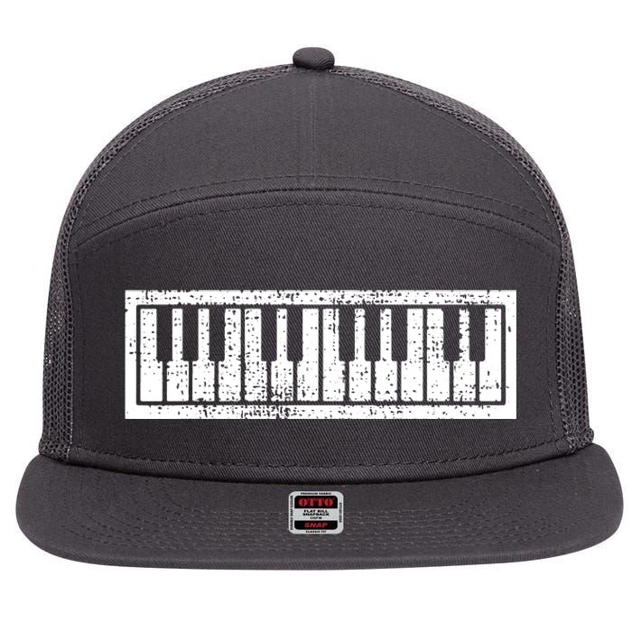 Piano Keyboard Musical Musician Pianist Gift 7 Panel Mesh Trucker Snapback Hat