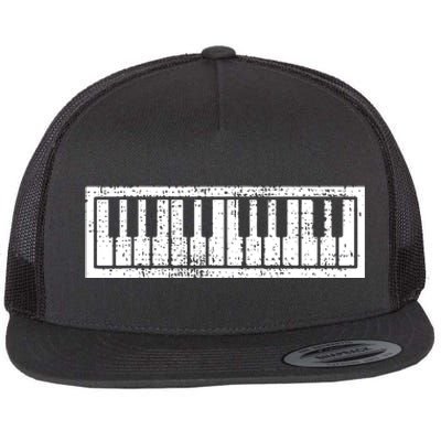 Piano Keyboard Musical Musician Pianist Gift Flat Bill Trucker Hat