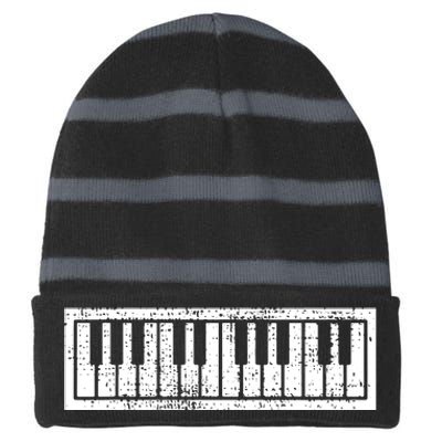 Piano Keyboard Musical Musician Pianist Gift Striped Beanie with Solid Band