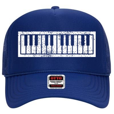 Piano Keyboard Musical Musician Pianist Gift High Crown Mesh Back Trucker Hat