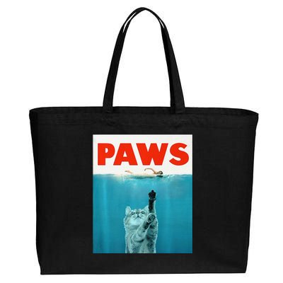 Paws Kitten Meow Parody Funny Cat Lover Gifts Cotton Canvas Jumbo Tote