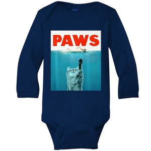 Paws Kitten Meow Parody Funny Cat Lover Gifts Baby Long Sleeve Bodysuit