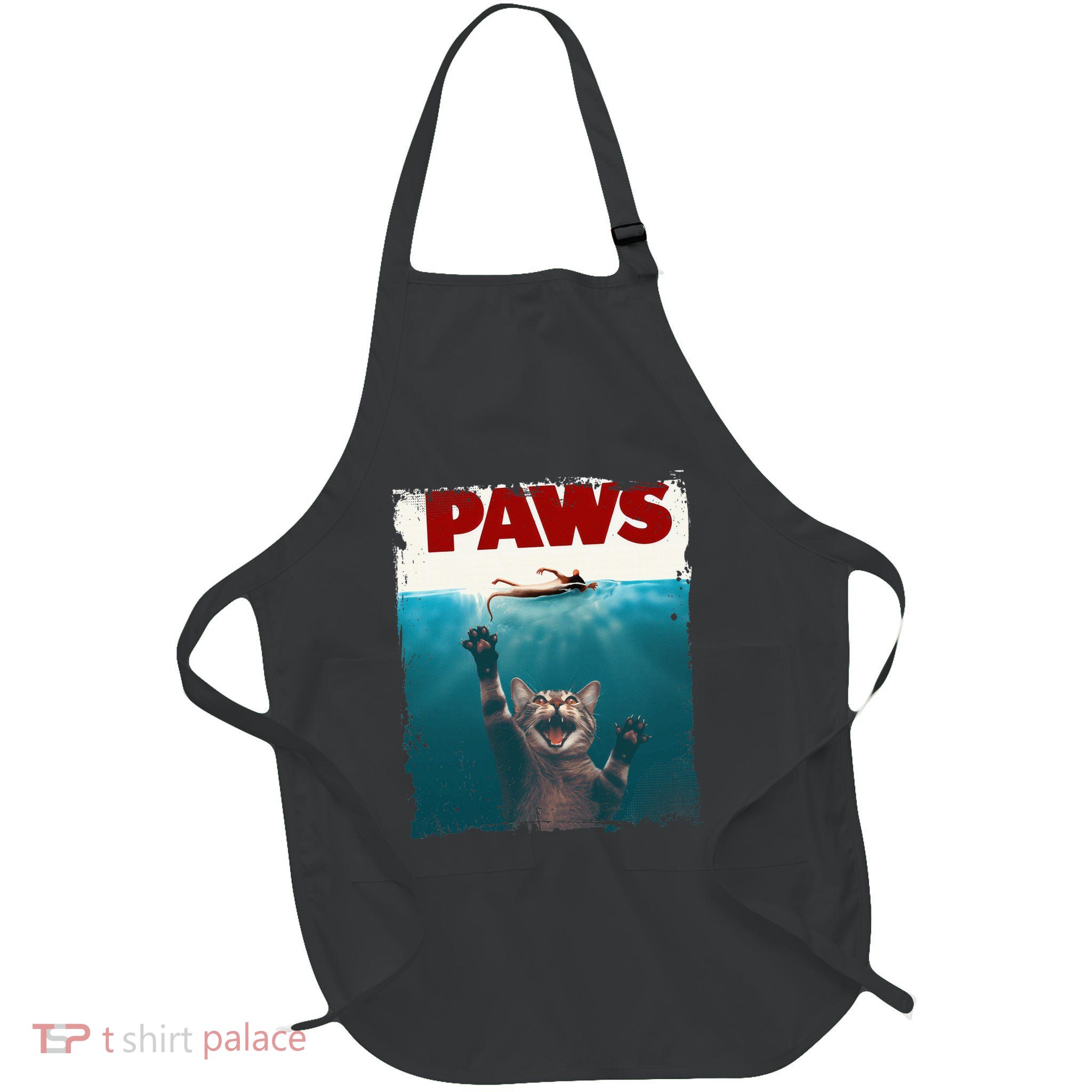 Paws Kitten Meow Parody Funny Cat Lover Gifts Cute Cat Full-Length Apron With Pockets