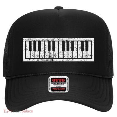 Piano Keyboard Musical Musician Pianist Gift High Crown Mesh Back Trucker Hat