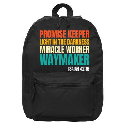 Promise Keeper Miracle Worker Waymaker Christian Faith 16 in Basic Backpack