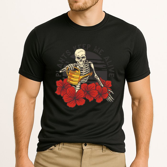 Plants Keep Me Alive Floral Skull Cooling Performance Crew T-Shirt