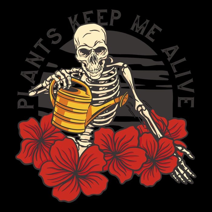 Plants Keep Me Alive Floral Skull Cooling Performance Crew T-Shirt