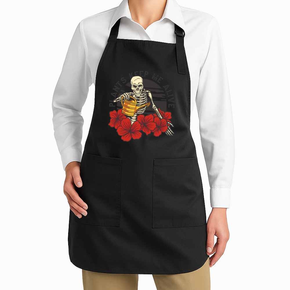 Plants Keep Me Alive Floral Skull Apron