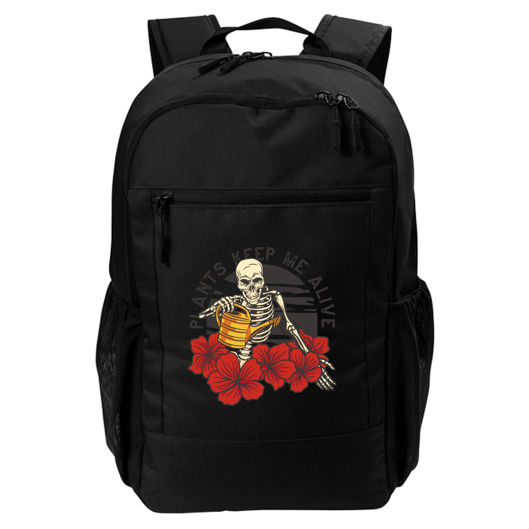 Plants Keep Me Alive Floral Skull Backpack