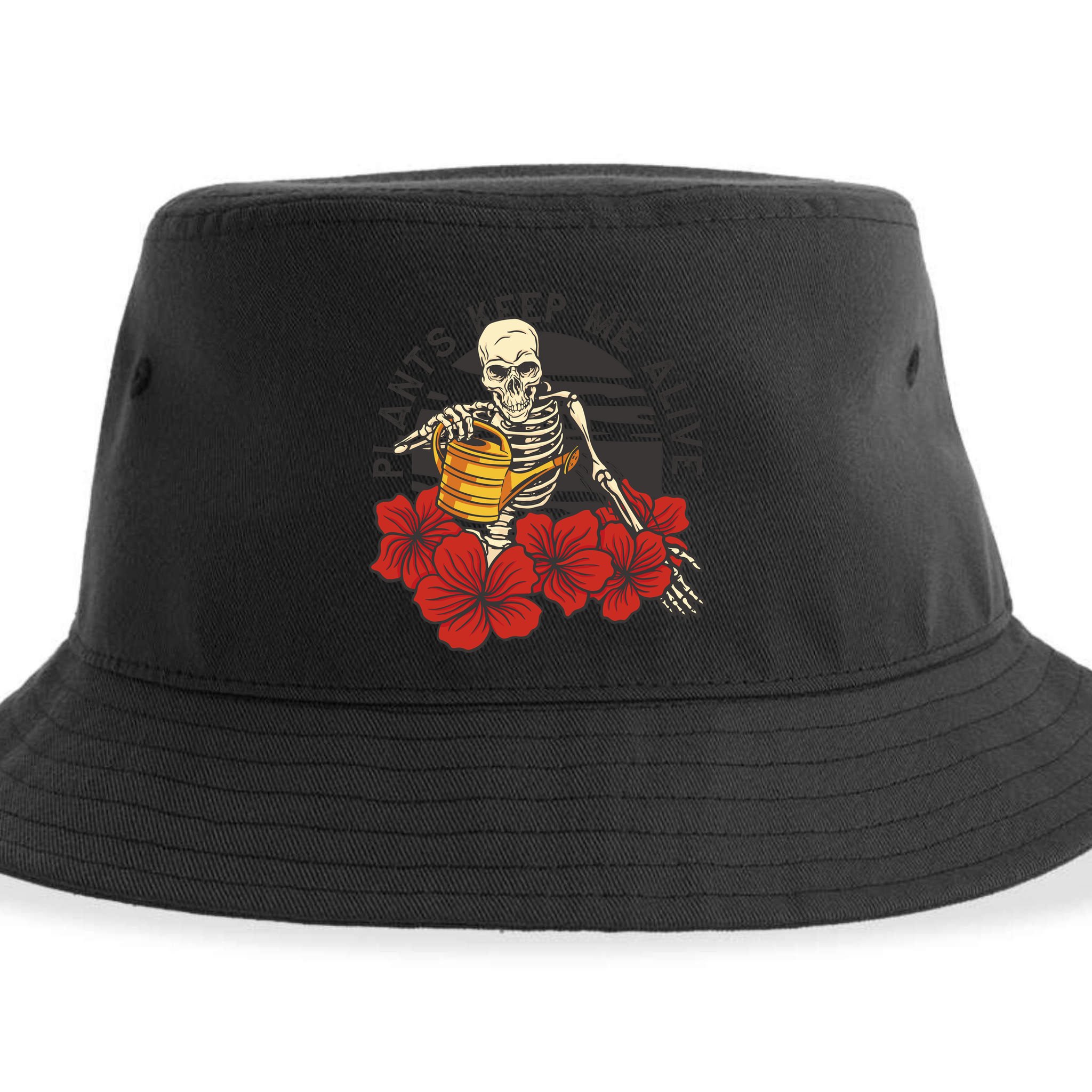 Plants Keep Me Alive Floral Skull Sustainable Bucket Hat