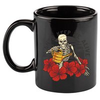 Plants Keep Me Alive Floral Skull 11oz C Handle Ceramic Mug