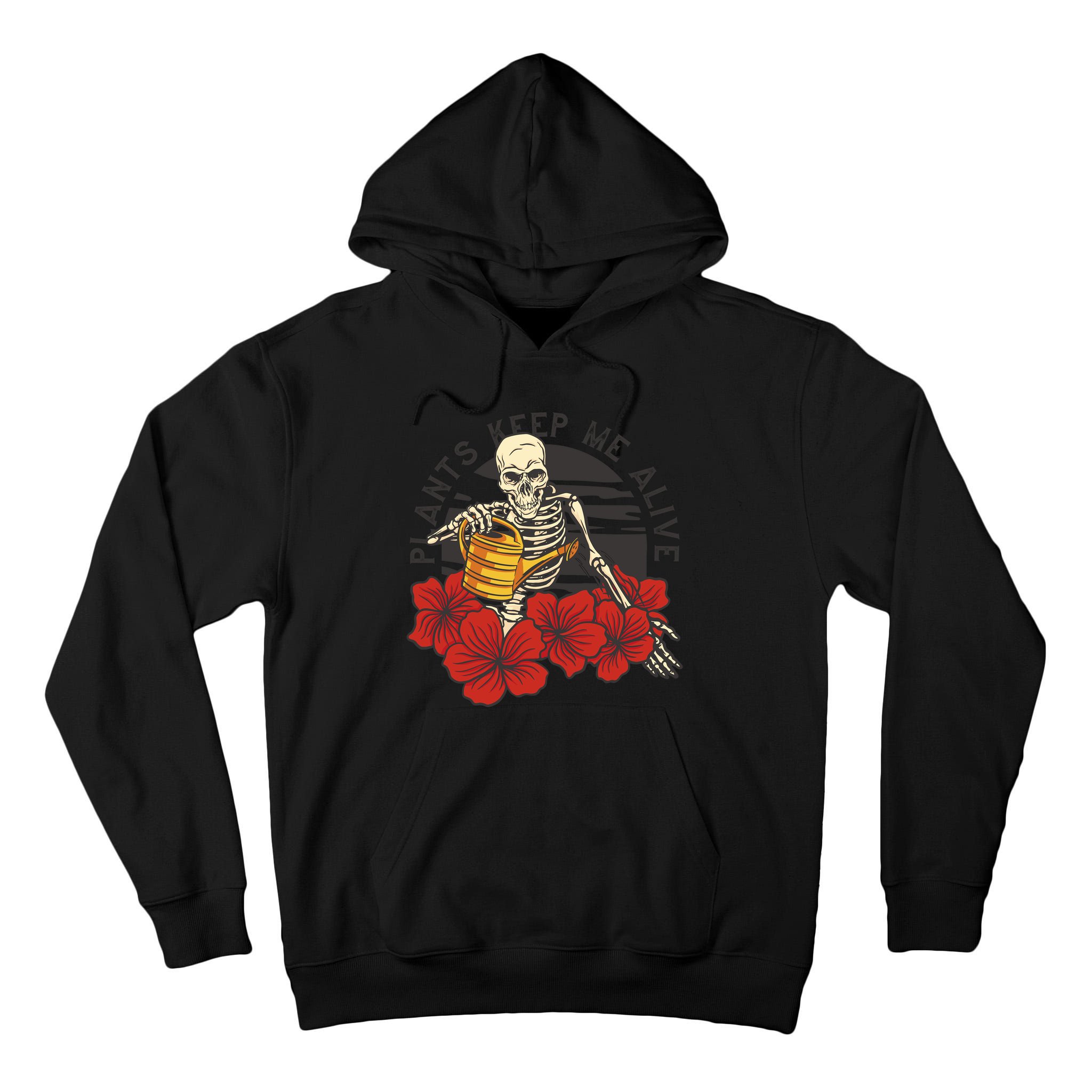 Plants Keep Me Alive Floral Skull Tall Hoodie