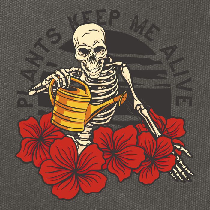 Plants Keep Me Alive Floral Skull Cotton Canvas Backpack