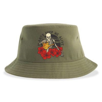 Plants Keep Me Alive Floral Skull Sustainable Bucket Hat