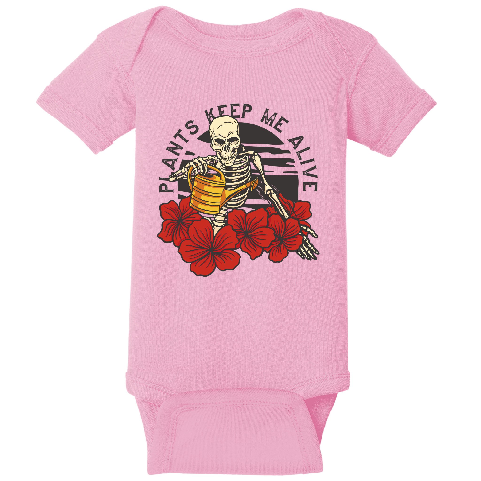 Plants Keep Me Alive Floral Skull Baby Bodysuit