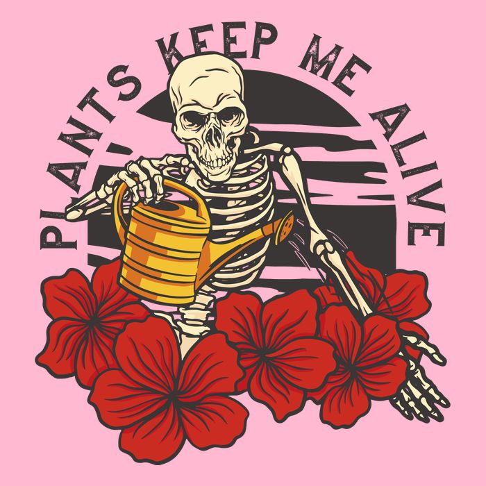 Plants Keep Me Alive Floral Skull Baby Bodysuit