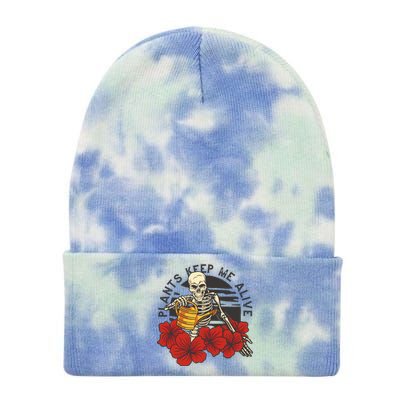 Plants Keep Me Alive Floral Skull Tie Dye 12in Knit Beanie