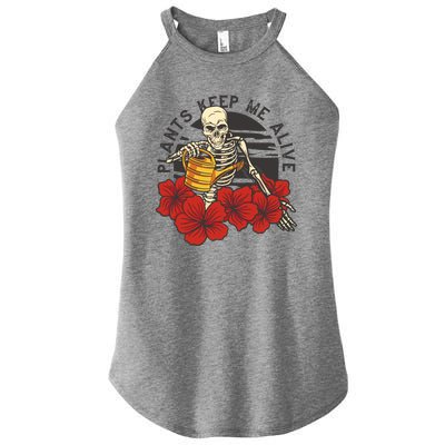 Plants Keep Me Alive Floral Skull Women’s Perfect Tri Rocker Tank