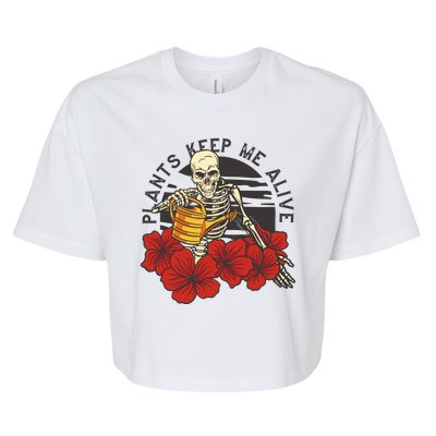 Plants Keep Me Alive Floral Skull Bella+Canvas Jersey Crop Tee