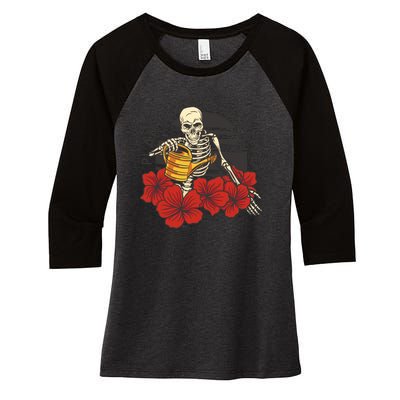 Plants Keep Me Alive Floral Skull Women's Tri-Blend 3/4-Sleeve Raglan Shirt